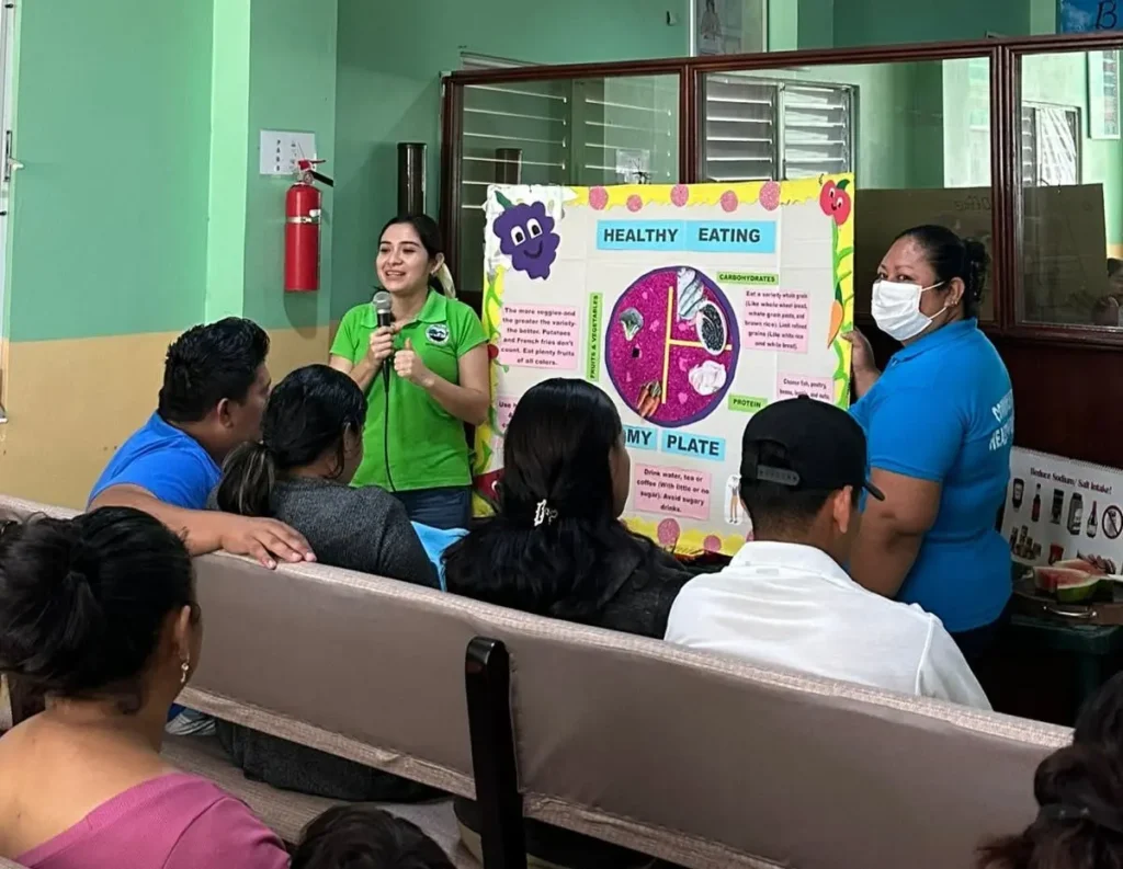 Nutritionist Ms Wendy Sanchez giving a health talk on healthy cooking